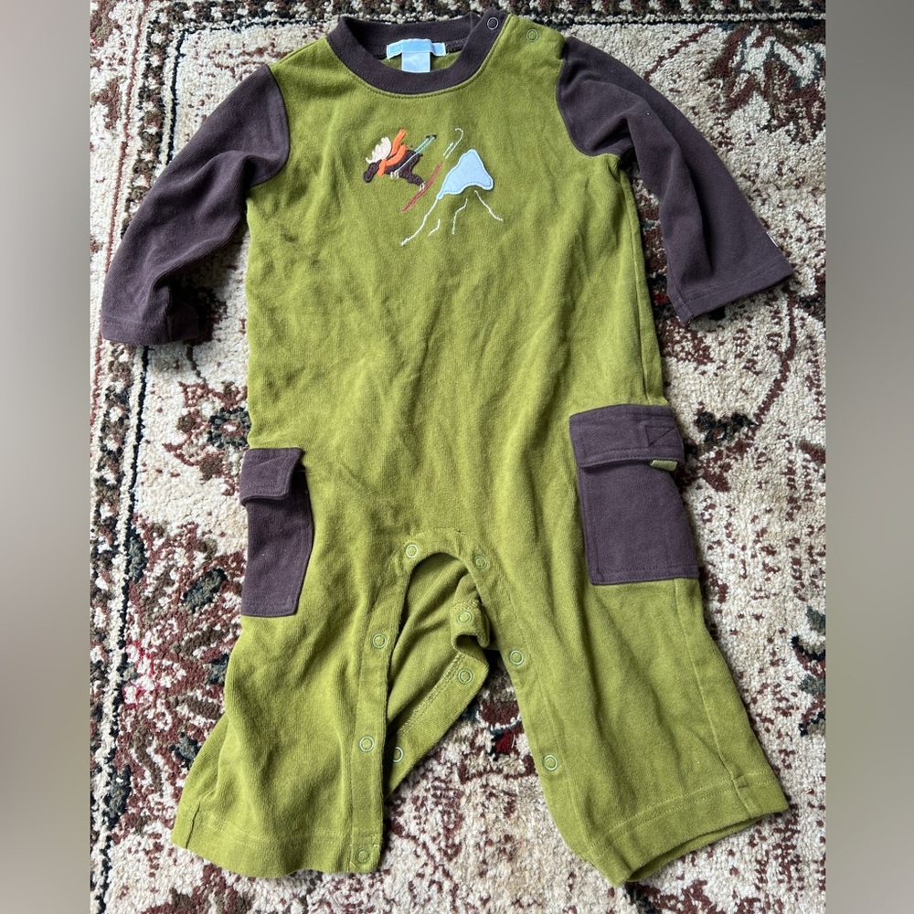 Janie and Jack Baby Boy Cotton Onesie Brown and Green